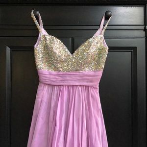 La Femme Lavender and Rhinestone mini dress